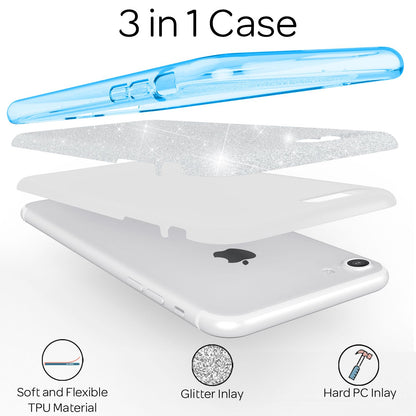 NALIA Glitzerhülle für iPhone 7 / 8 / SE (2020 / 2022) – Funkelnder Glitzer-Look & Grip – SHINEPOP (Silikon Case) – Marke aus Berlin