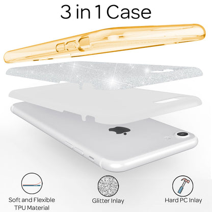 NALIA Glitzerhülle für iPhone 7 / 8 / SE (2020 / 2022) – Funkelnder Glitzer-Look & Grip – SHINEPOP (Silikon Case) – Marke aus Berlin