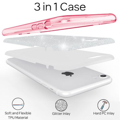 NALIA Glitzerhülle für iPhone 7 / 8 / SE (2020 / 2022) – Funkelnder Glitzer-Look & Grip – SHINEPOP (Silikon Case) – Marke aus Berlin