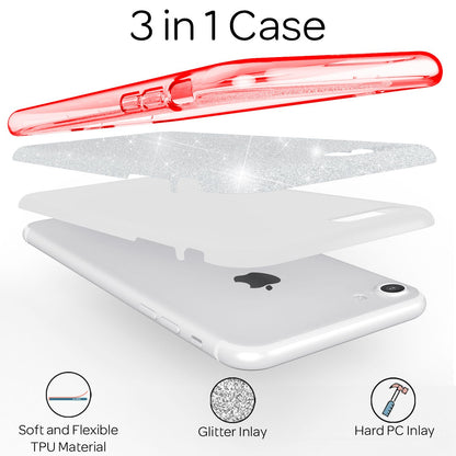 NALIA Glitzerhülle für iPhone 7 / 8 / SE (2020 / 2022) – Funkelnder Glitzer-Look & Grip – SHINEPOP (Silikon Case) – Marke aus Berlin