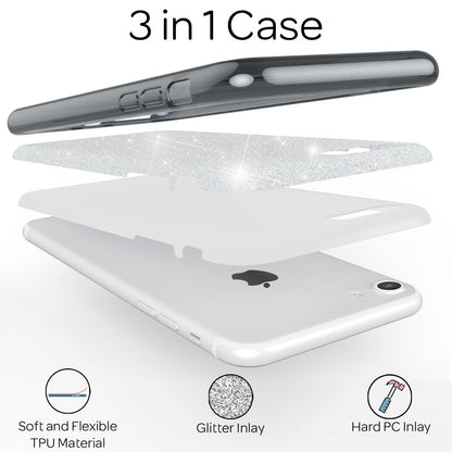 NALIA Glitzerhülle für iPhone 7 / 8 / SE (2020 / 2022) – Funkelnder Glitzer-Look & Grip – SHINEPOP (Silikon Case) – Marke aus Berlin
