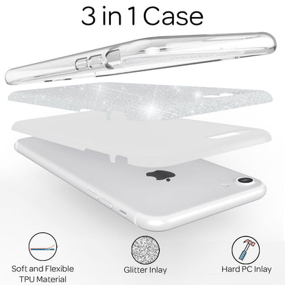 NALIA Glitzerhülle für iPhone 7 / 8 / SE (2020 / 2022) – Funkelnder Glitzer-Look & Grip – SHINEPOP (Silikon Case) – Marke aus Berlin