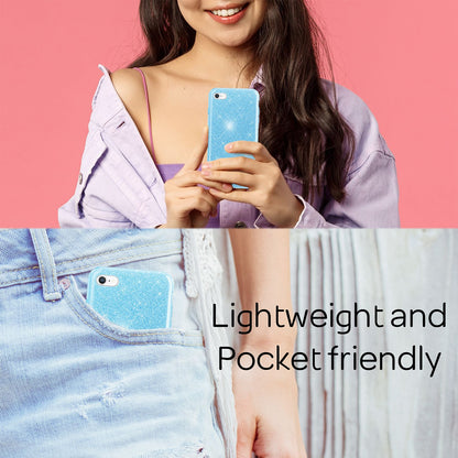 NALIA Glitzerhülle für iPhone 7 / 8 / SE (2020 / 2022) – Funkelnder Glitzer-Look & Grip – SHINEPOP (Silikon Case) – Marke aus Berlin