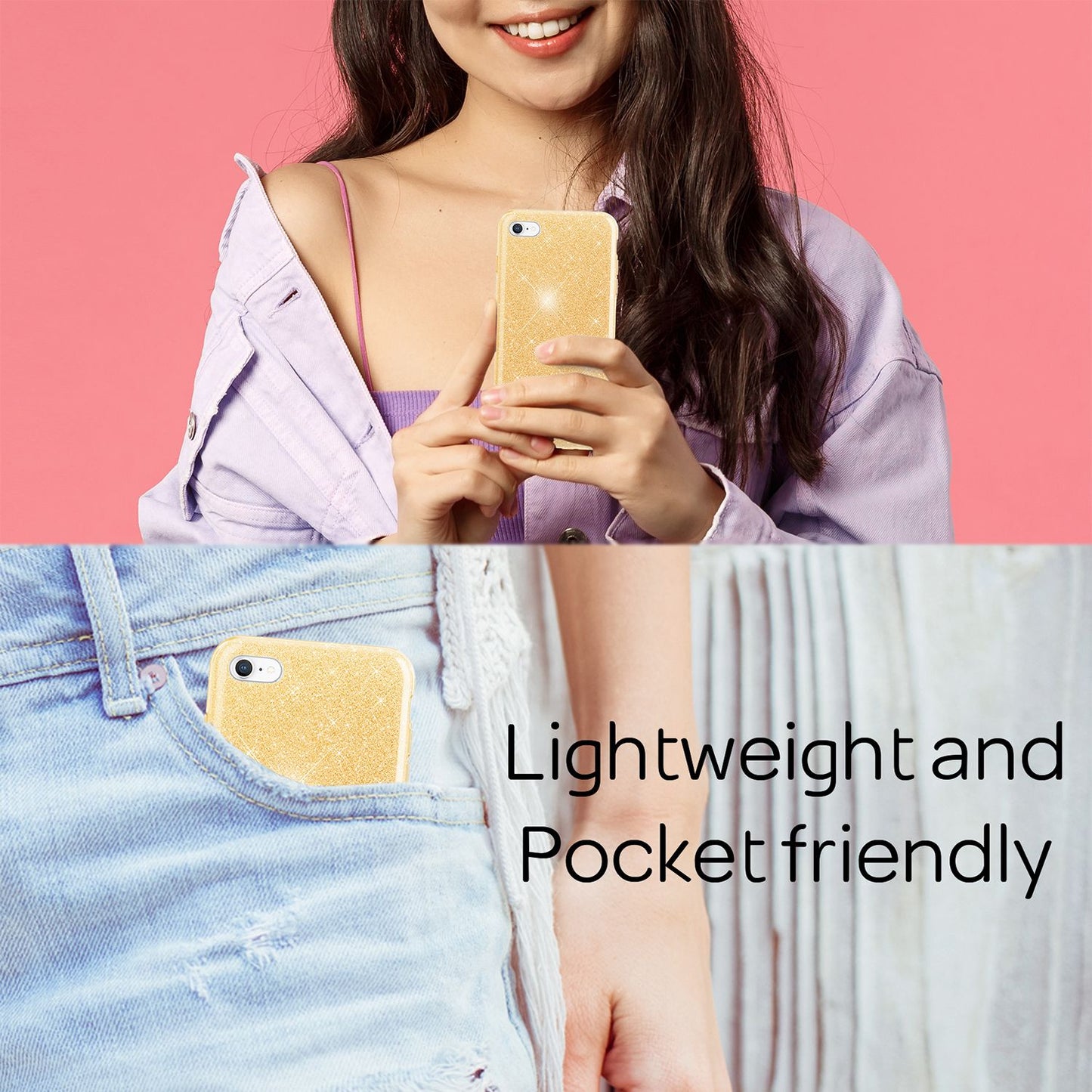 NALIA Glitzerhülle für iPhone 7 / 8 / SE (2020 / 2022) – Funkelnder Glitzer-Look & Grip – SHINEPOP (Silikon Case) – Marke aus Berlin