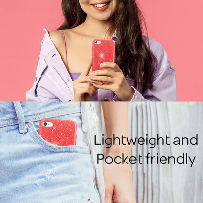 NALIA Glitzerhülle für iPhone 7 / 8 / SE (2020 / 2022) – Funkelnder Glitzer-Look & Grip – SHINEPOP (Silikon Case) – Marke aus Berlin