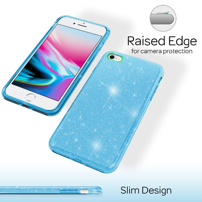 NALIA Glitzerhülle für iPhone 7 / 8 / SE (2020 / 2022) – Funkelnder Glitzer-Look & Grip – SHINEPOP (Silikon Case) – Marke aus Berlin