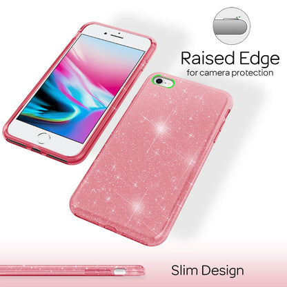 NALIA Glitzerhülle für iPhone 7 / 8 / SE (2020 / 2022) – Funkelnder Glitzer-Look & Grip – SHINEPOP (Silikon Case) – Marke aus Berlin