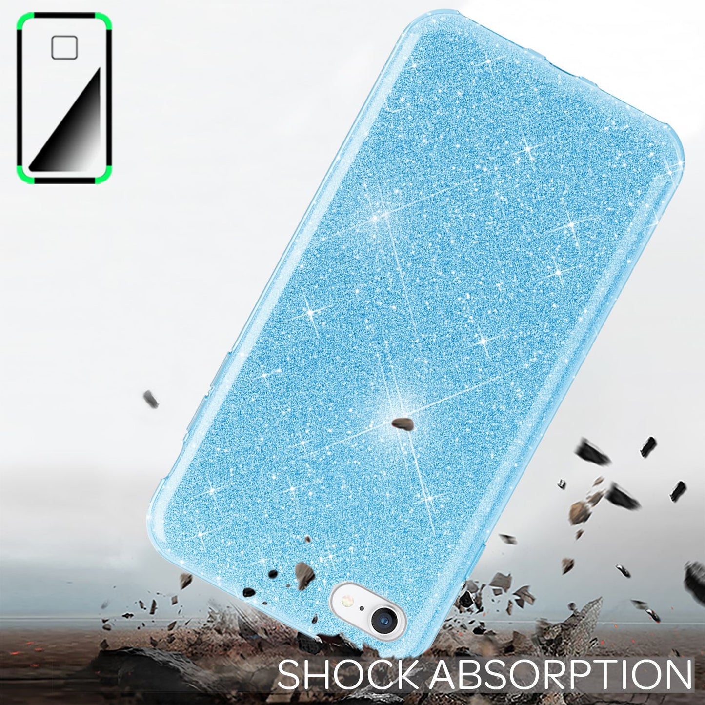 NALIA Glitzerhülle für iPhone 7 / 8 / SE (2020 / 2022) – Funkelnder Glitzer-Look & Grip – SHINEPOP (Silikon Case) – Marke aus Berlin