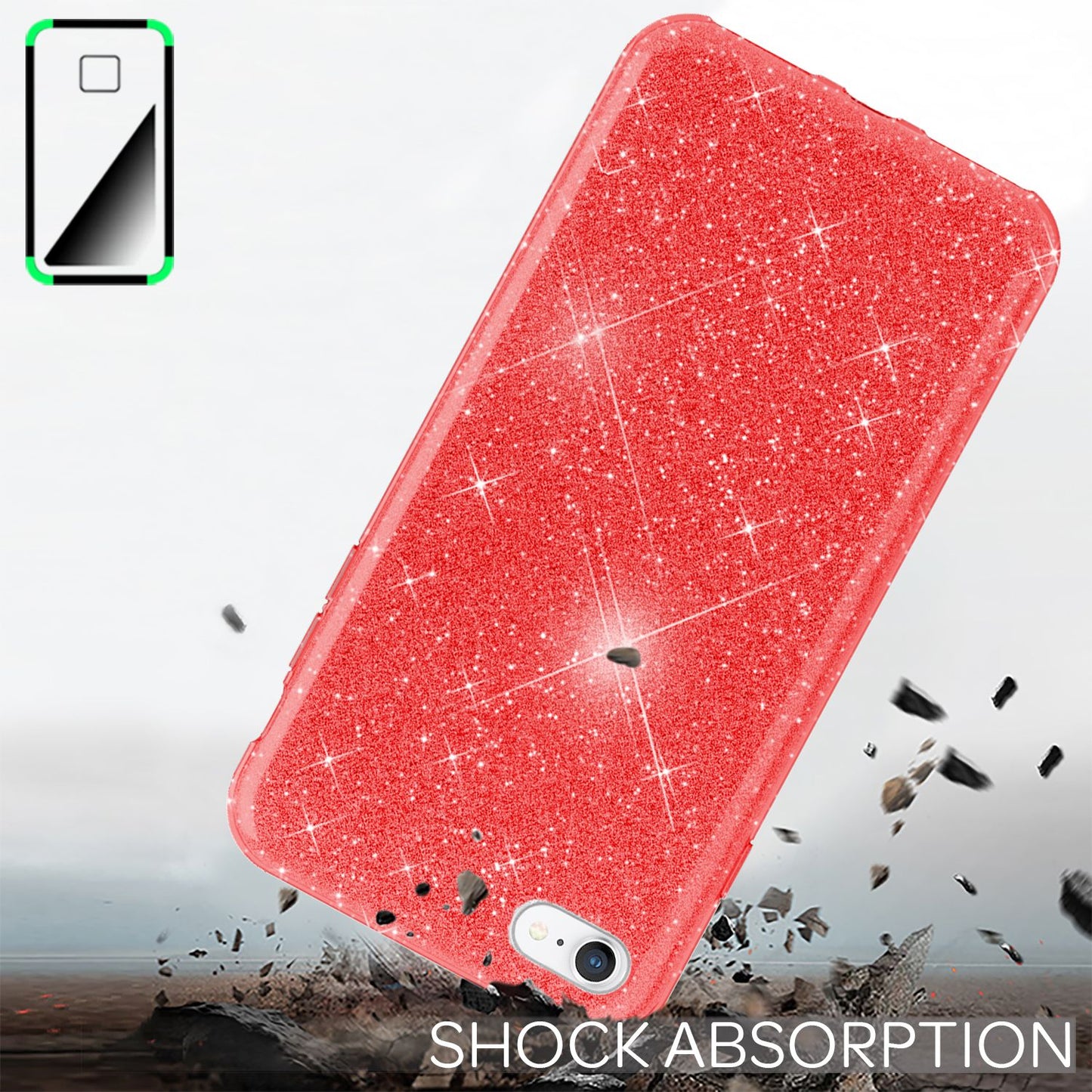 NALIA Glitzerhülle für iPhone 7 / 8 / SE (2020 / 2022) – Funkelnder Glitzer-Look & Grip – SHINEPOP (Silikon Case) – Marke aus Berlin