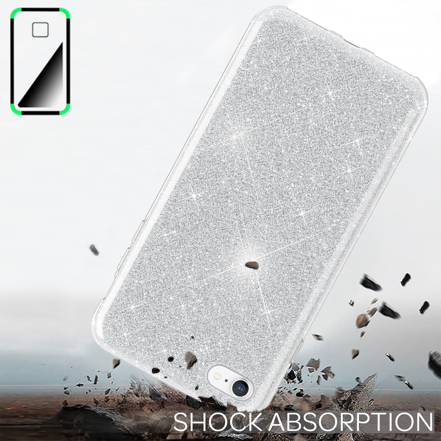 NALIA Glitzerhülle für iPhone 7 / 8 / SE (2020 / 2022) – Funkelnder Glitzer-Look & Grip – SHINEPOP (Silikon Case) – Marke aus Berlin