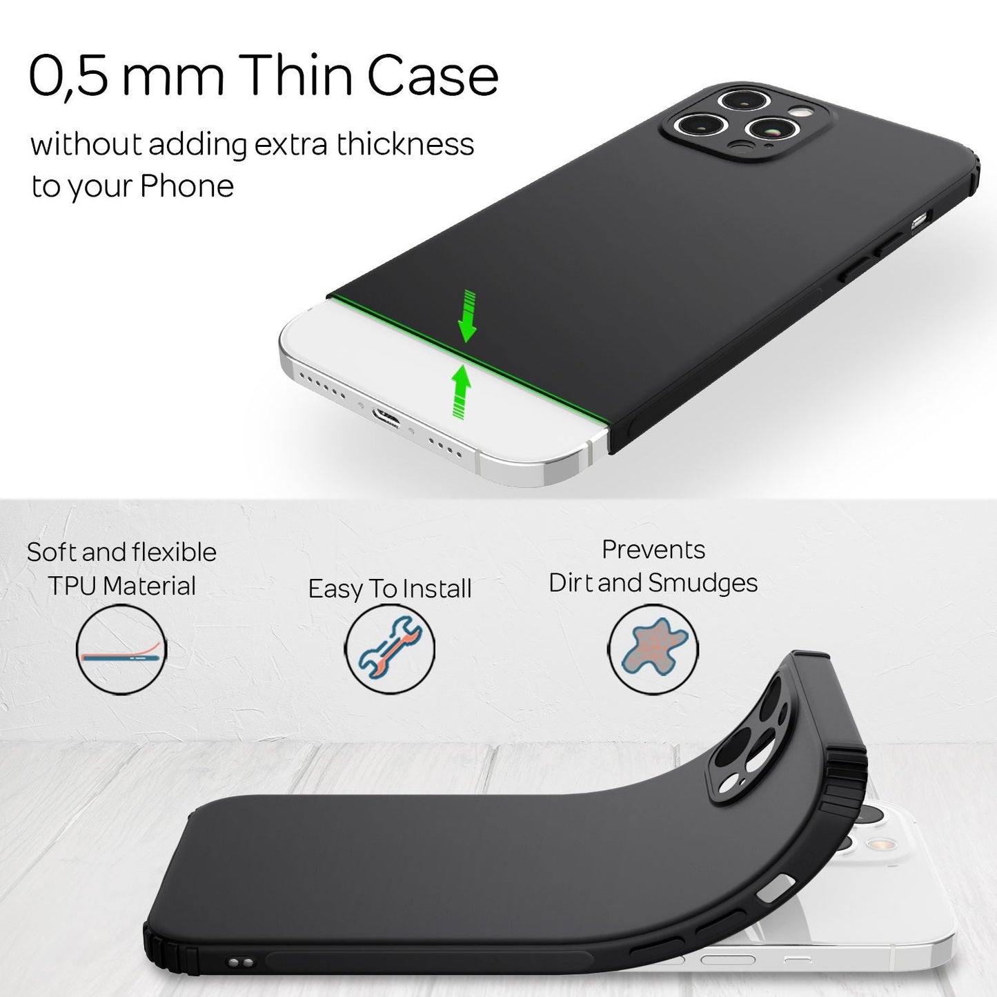 NALIA Extra Dünne Handyhülle kompatibel mit iPhone 12 Pro Max Hülle, Schutzhülle Matt Ultra-Slim Bumper Cover, Rutschfest & Stoßfest Phone Case Handy-Tasche Backcover TPU - Schwarz Silikonhülle Soft
