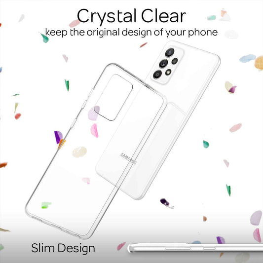 NALIA Transparente Silikonhülle für Samsung Galaxy A52 / A52 5G / A52s 5G – Anti-Gelb & Rutschfest – GLAZE (Handyhülle Kristallklar, Schlank & Stoßfest) – Marke aus Berlin