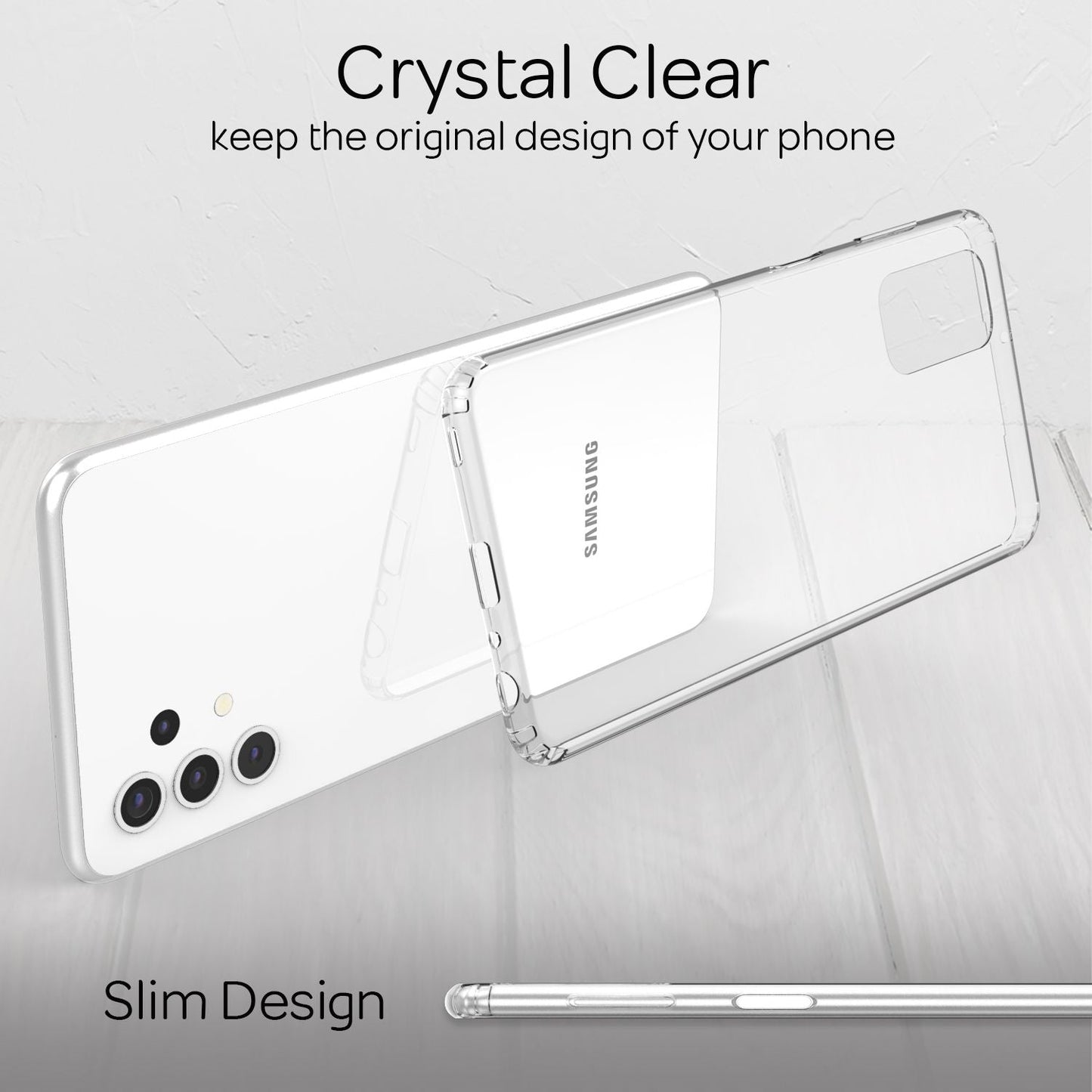 NALIA Transparente Hülle für Samsung Galaxy A32 5G – Harte Rückseite & Silikon Rand – IGNITE (Stoßfeste Handyhülle & Verstärkte Ecken) – Marke aus Berlin