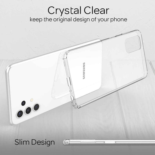 NALIA Transparente Hülle für Samsung Galaxy A32 5G – Harte Rückseite & Silikon Rand – IGNITE (Stoßfeste Handyhülle & Verstärkte Ecken) – Marke aus Berlin