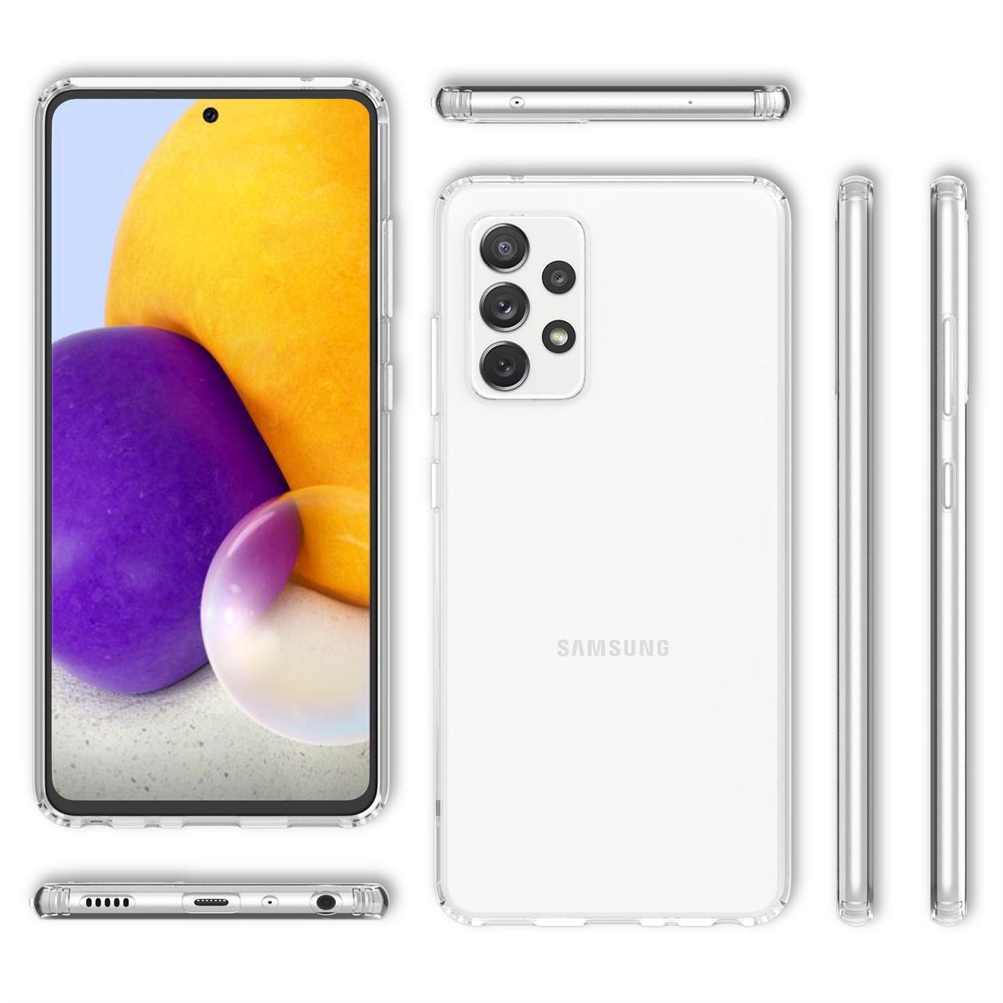 NALIA Transparente Hülle für Samsung Galaxy A72 – Harte Rückseite & Silikon Rand – IGNITE (Stoßfeste Handyhülle & Verstärkte Ecken) – Marke aus Berlin