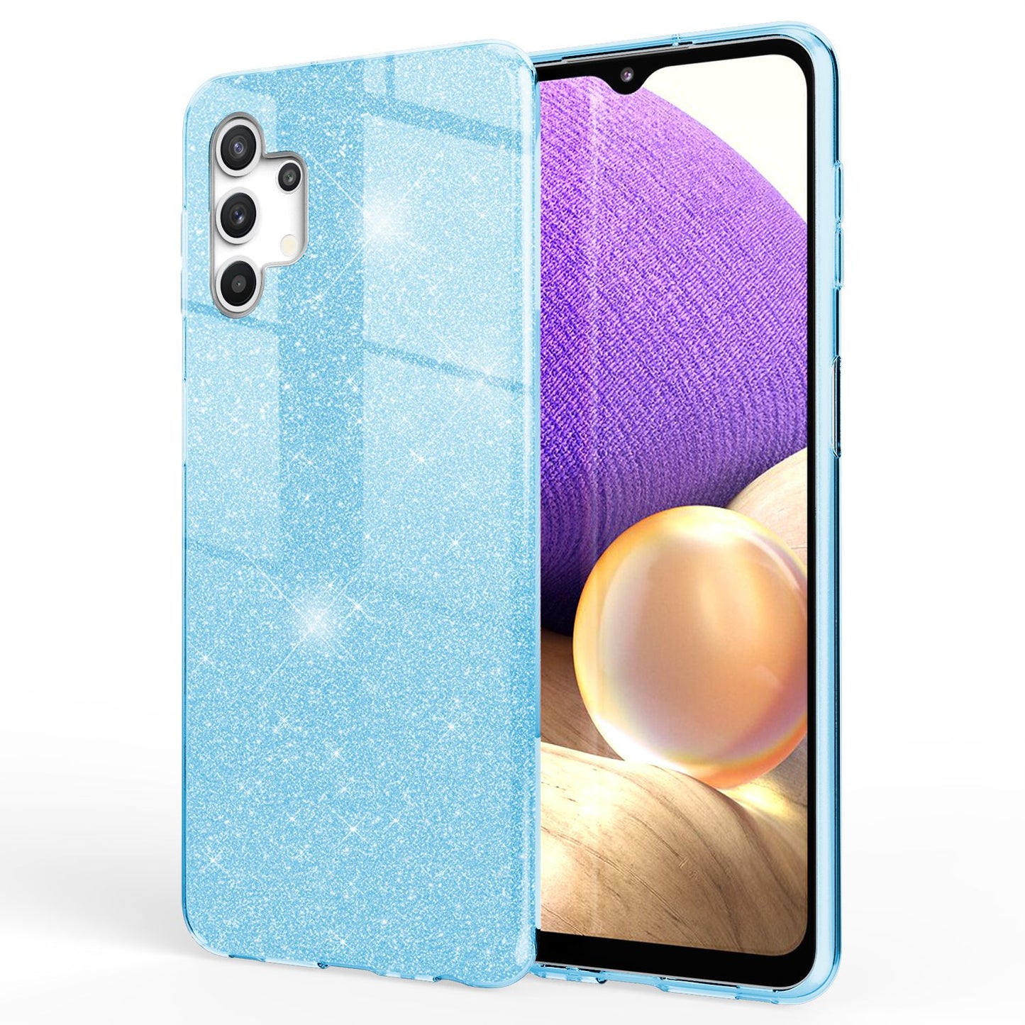 NALIA Glitzerhülle für Samsung Galaxy A32 5G – Funkelnder Glitzer-Look & Grip – SHINEPOP (Silikon Case) – Marke aus Berlin