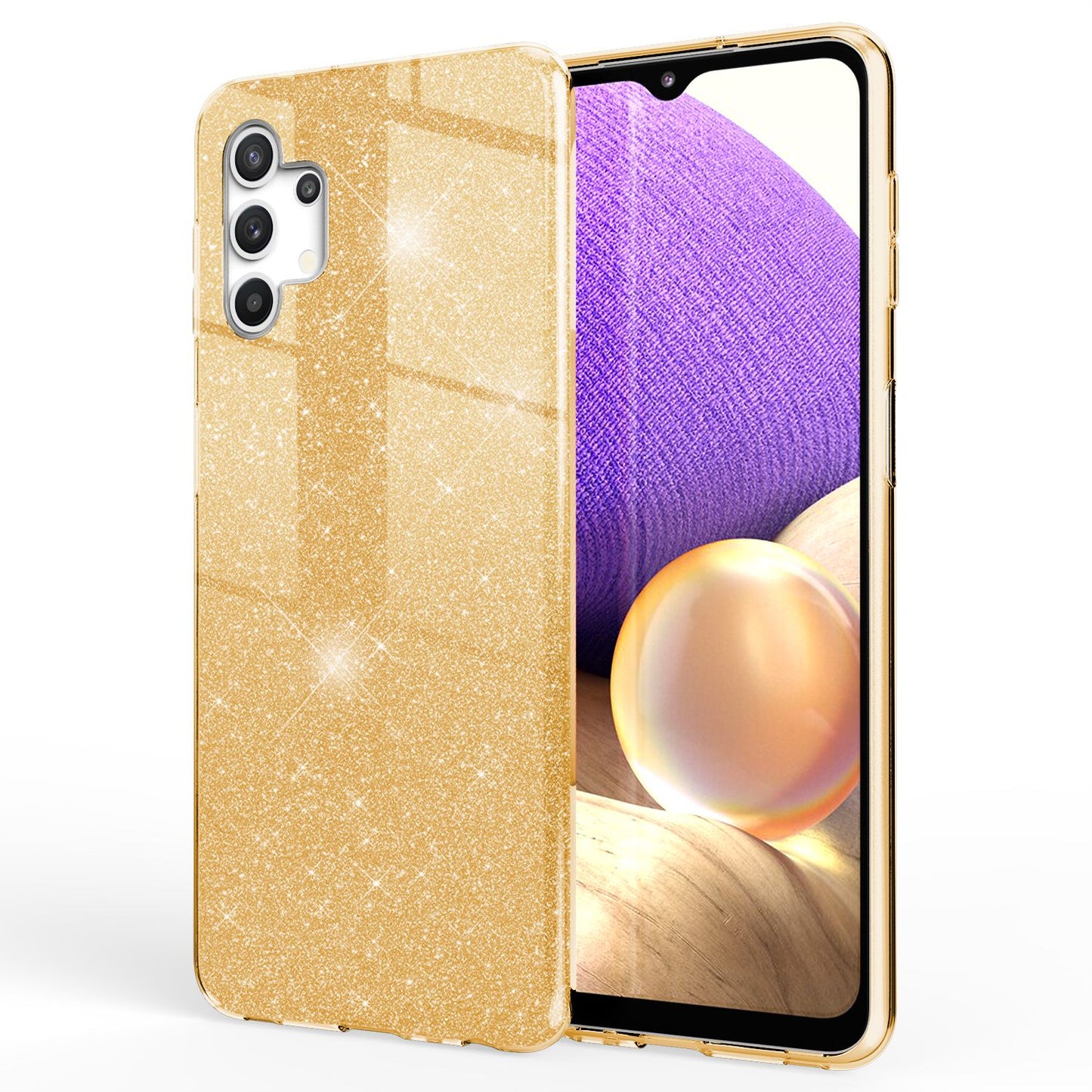 NALIA Glitzerhülle für Samsung Galaxy A32 5G – Funkelnder Glitzer-Look & Grip – SHINEPOP (Silikon Case) – Marke aus Berlin