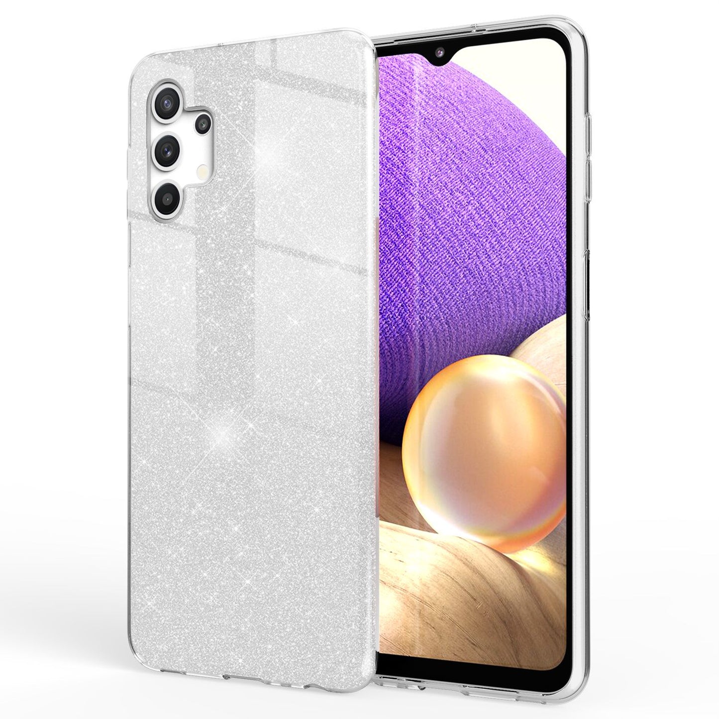 NALIA Glitzerhülle für Samsung Galaxy A32 5G – Funkelnder Glitzer-Look & Grip – SHINEPOP (Silikon Case) – Marke aus Berlin