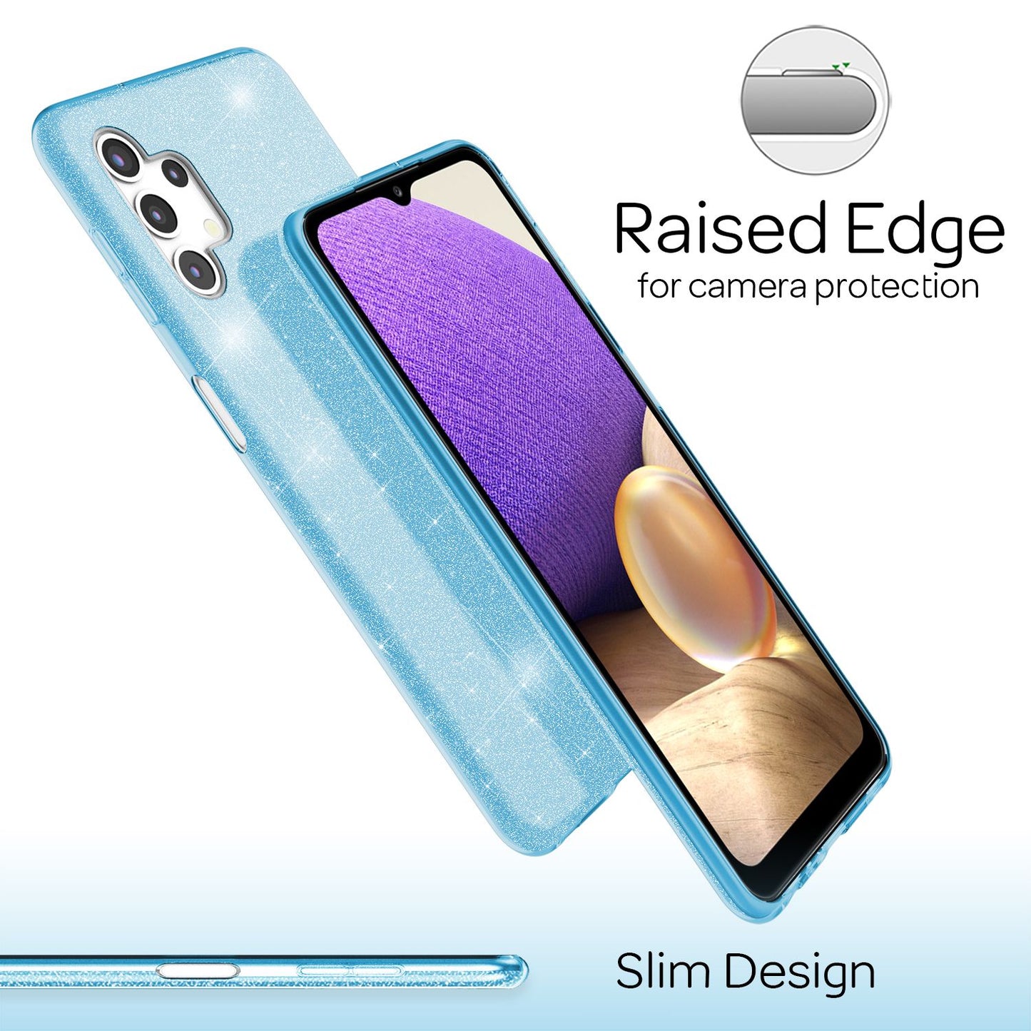 NALIA Glitzerhülle für Samsung Galaxy A32 5G – Funkelnder Glitzer-Look & Grip – SHINEPOP (Silikon Case) – Marke aus Berlin