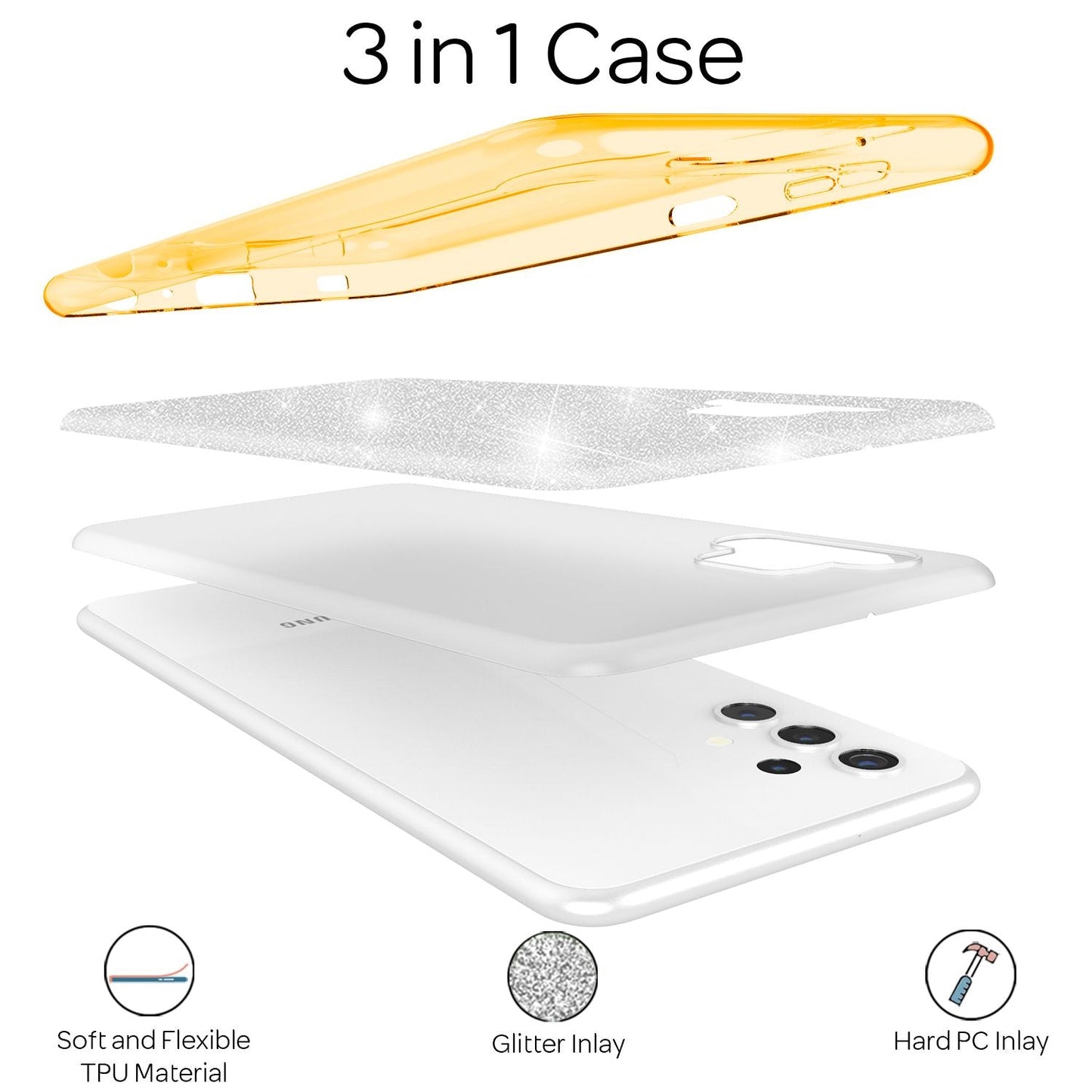 NALIA Glitzerhülle für Samsung Galaxy A32 5G – Funkelnder Glitzer-Look & Grip – SHINEPOP (Silikon Case) – Marke aus Berlin