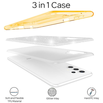 NALIA Glitzerhülle für Samsung Galaxy A32 5G – Funkelnder Glitzer-Look & Grip – SHINEPOP (Silikon Case) – Marke aus Berlin