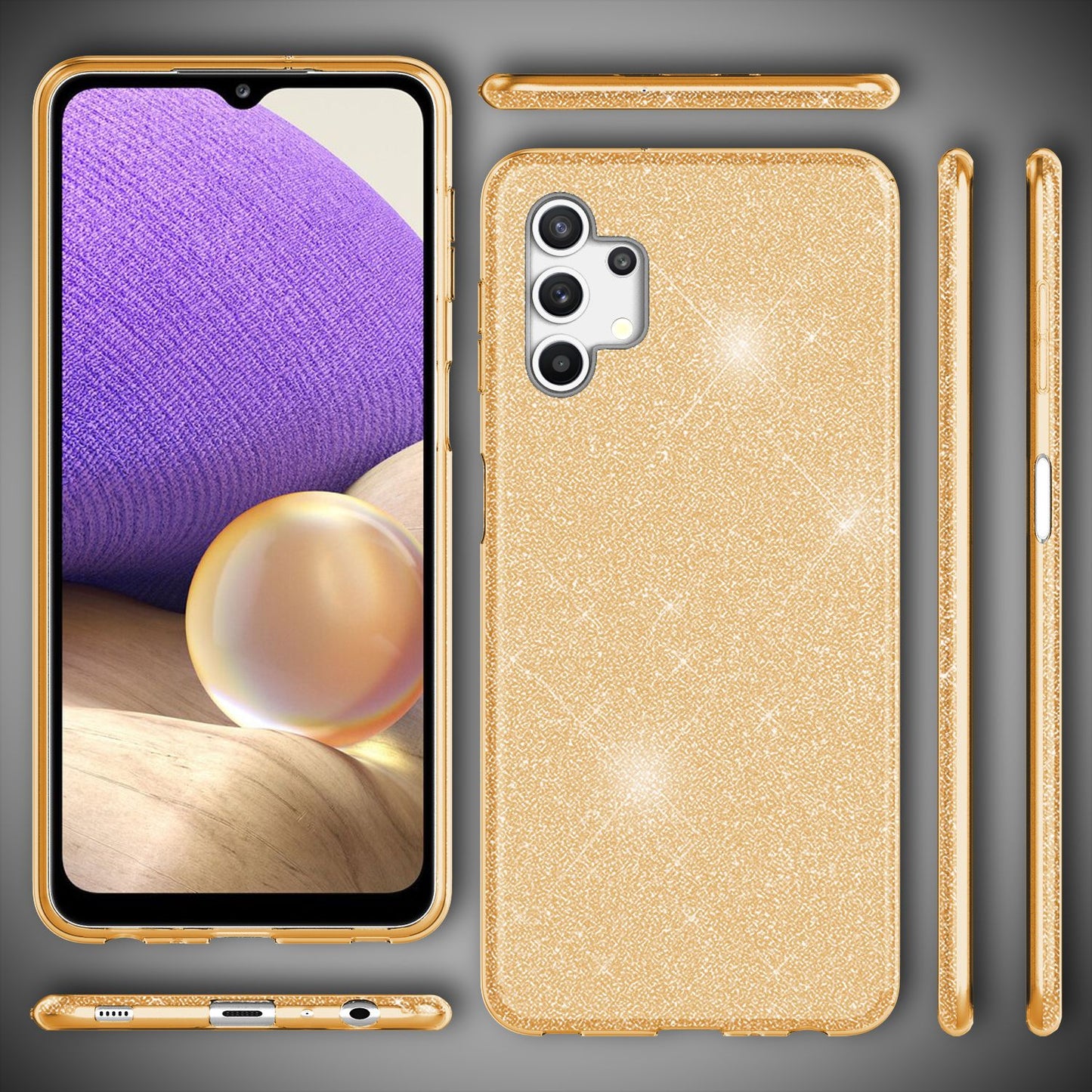 NALIA Glitzerhülle für Samsung Galaxy A32 5G – Funkelnder Glitzer-Look & Grip – SHINEPOP (Silikon Case) – Marke aus Berlin