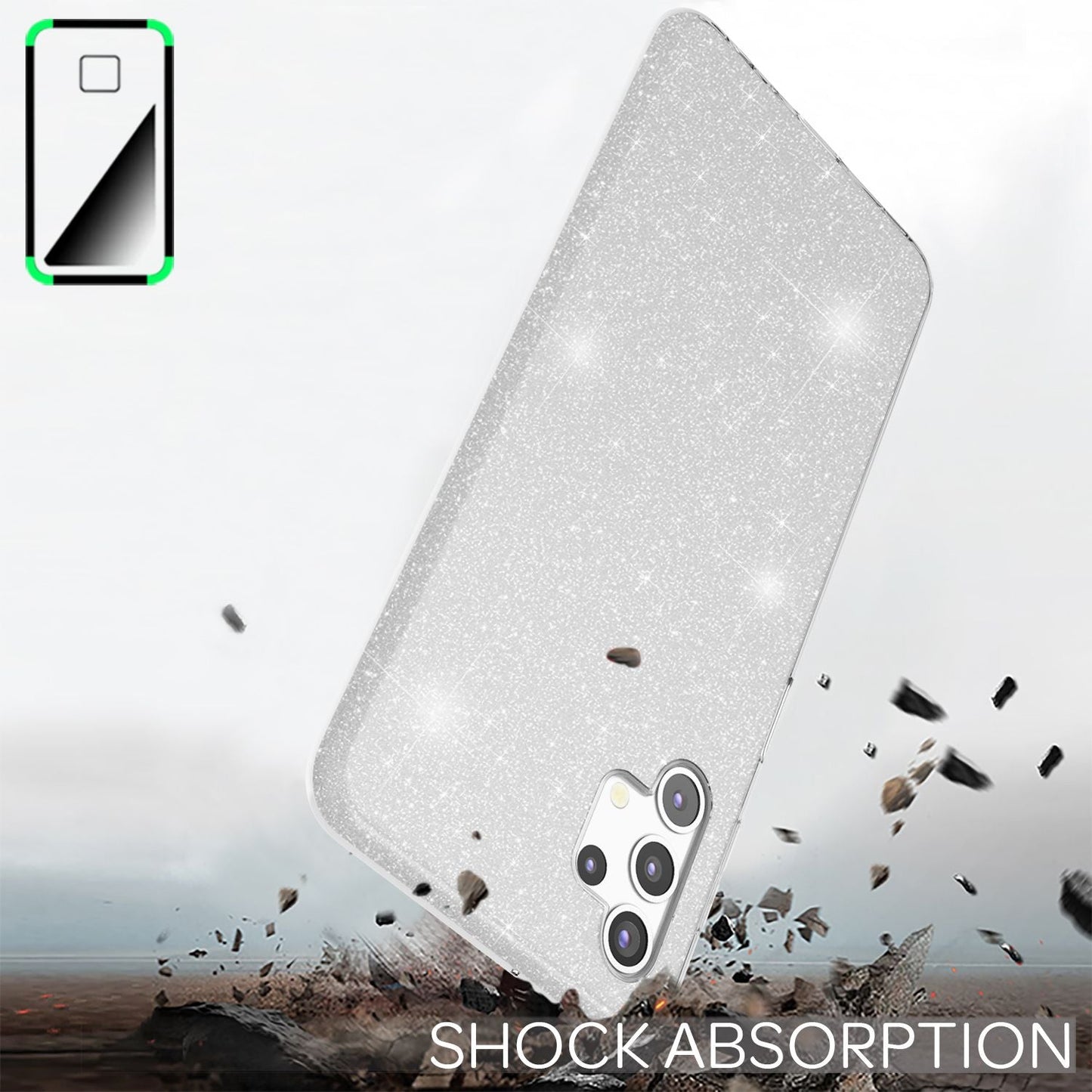 NALIA Glitzerhülle für Samsung Galaxy A32 5G – Funkelnder Glitzer-Look & Grip – SHINEPOP (Silikon Case) – Marke aus Berlin