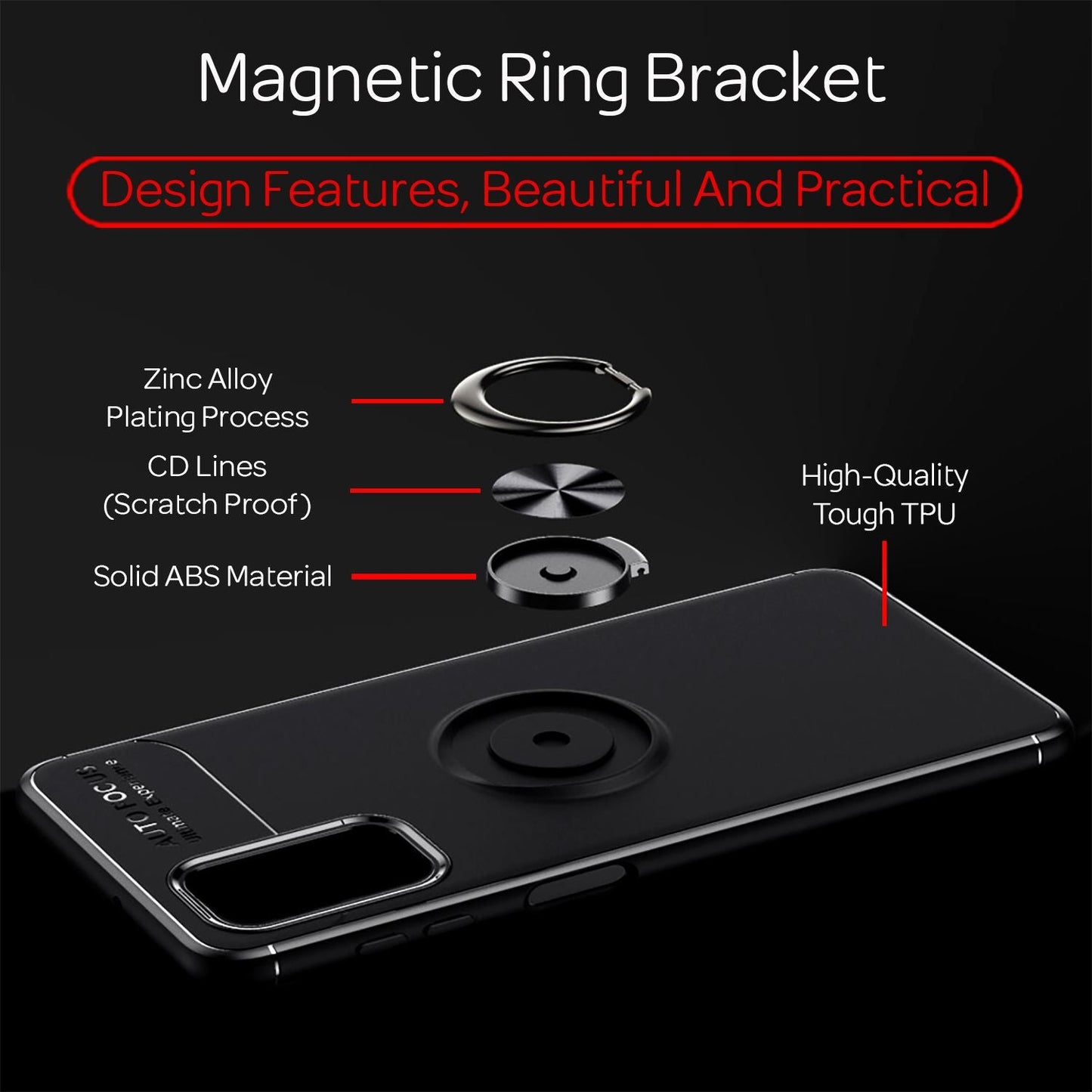 NALIA Ringhülle für Samsung Galaxy A32 5G – Ring-Ständer 360° & für Magnet-Halter – GRIP360 (Mattiertes Silikon Case) – Marke aus Berlin