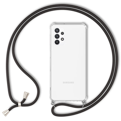 NALIA Handykette für Samsung Galaxy A32 5G – Transparentes Hybrid-Case & Band – HANGIT (Anti-Gelb Rückseite & Verstellbar) – Marke aus Berlin