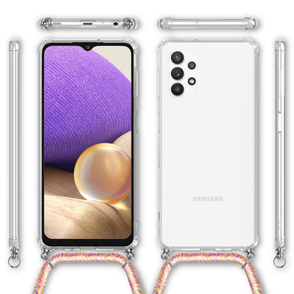 NALIA Handykette für Samsung Galaxy A32 5G – Transparentes Hybrid-Case & Band – HANGIT (Anti-Gelb Rückseite & Verstellbar) – Marke aus Berlin