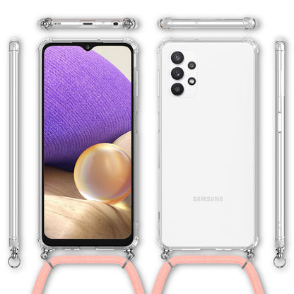 NALIA Handykette für Samsung Galaxy A32 5G – Transparentes Hybrid-Case & Band – HANGIT (Anti-Gelb Rückseite & Verstellbar) – Marke aus Berlin