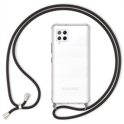 NALIA Handykette für Samsung Galaxy A42 5G – Transparentes Hybrid-Case & Band – HANGIT (Anti-Gelb Rückseite & Verstellbar) – Marke aus Berlin