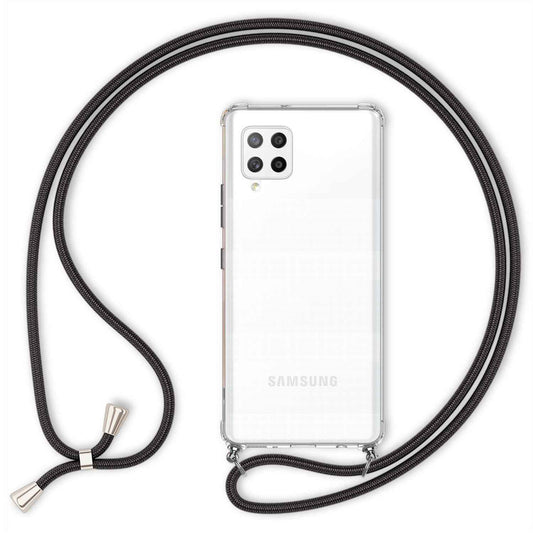 NALIA Handykette für Samsung Galaxy A42 5G – Transparentes Hybrid-Case & Band – HANGIT (Anti-Gelb Rückseite & Verstellbar) – Marke aus Berlin