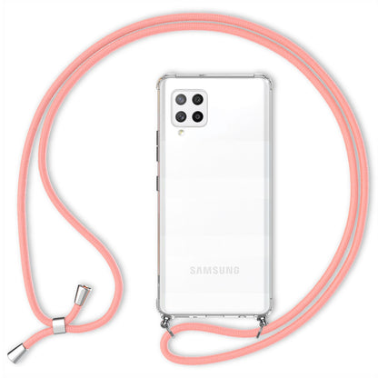 NALIA Handykette für Samsung Galaxy A42 5G – Transparentes Hybrid-Case & Band – HANGIT (Anti-Gelb Rückseite & Verstellbar) – Marke aus Berlin