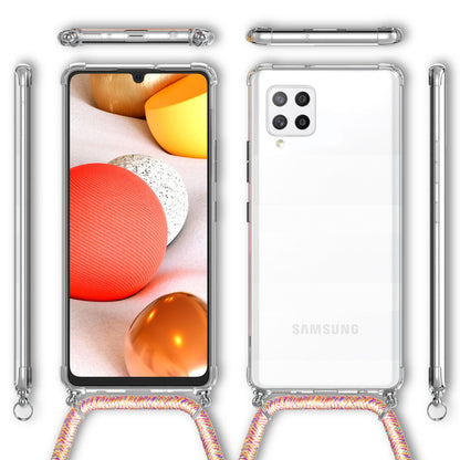 NALIA Handykette für Samsung Galaxy A42 5G – Transparentes Hybrid-Case & Band – HANGIT (Anti-Gelb Rückseite & Verstellbar) – Marke aus Berlin