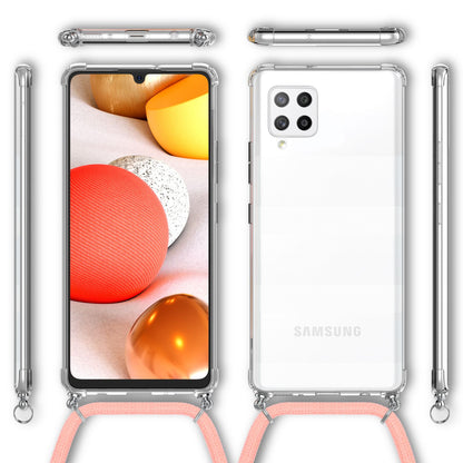 NALIA Handykette für Samsung Galaxy A42 5G – Transparentes Hybrid-Case & Band – HANGIT (Anti-Gelb Rückseite & Verstellbar) – Marke aus Berlin