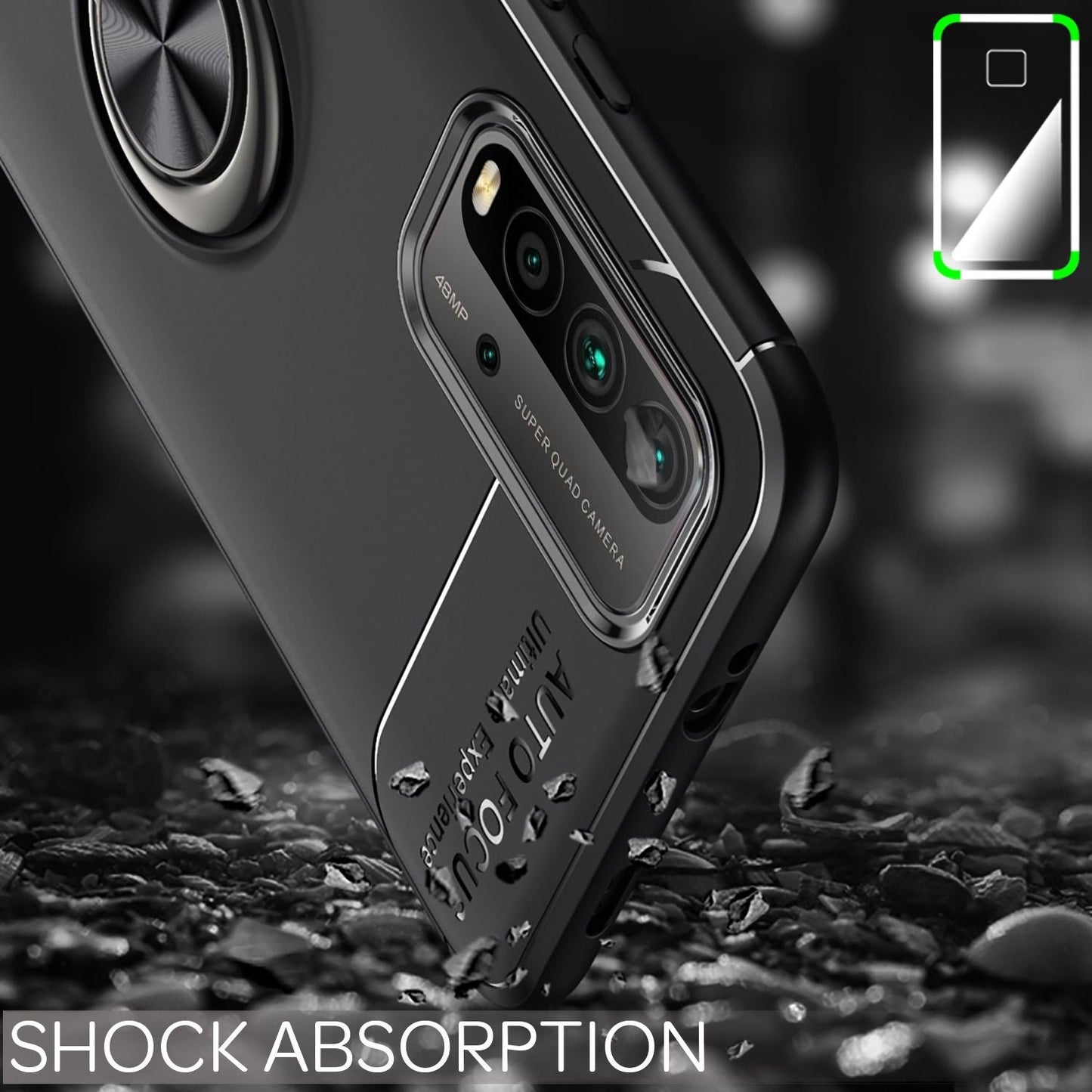 NALIA Ringhülle für Xiaomi Redmi 9T – Ring-Ständer 360° & für Magnet-Halter – GRIP360 (Mattiertes Silikon Case) – Marke aus Berlin