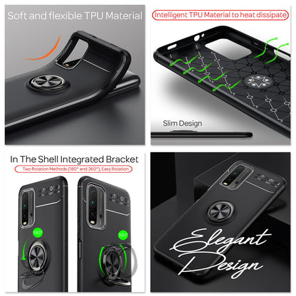 NALIA Ringhülle für Xiaomi Redmi 9T – Ring-Ständer 360° & für Magnet-Halter – GRIP360 (Mattiertes Silikon Case) – Marke aus Berlin