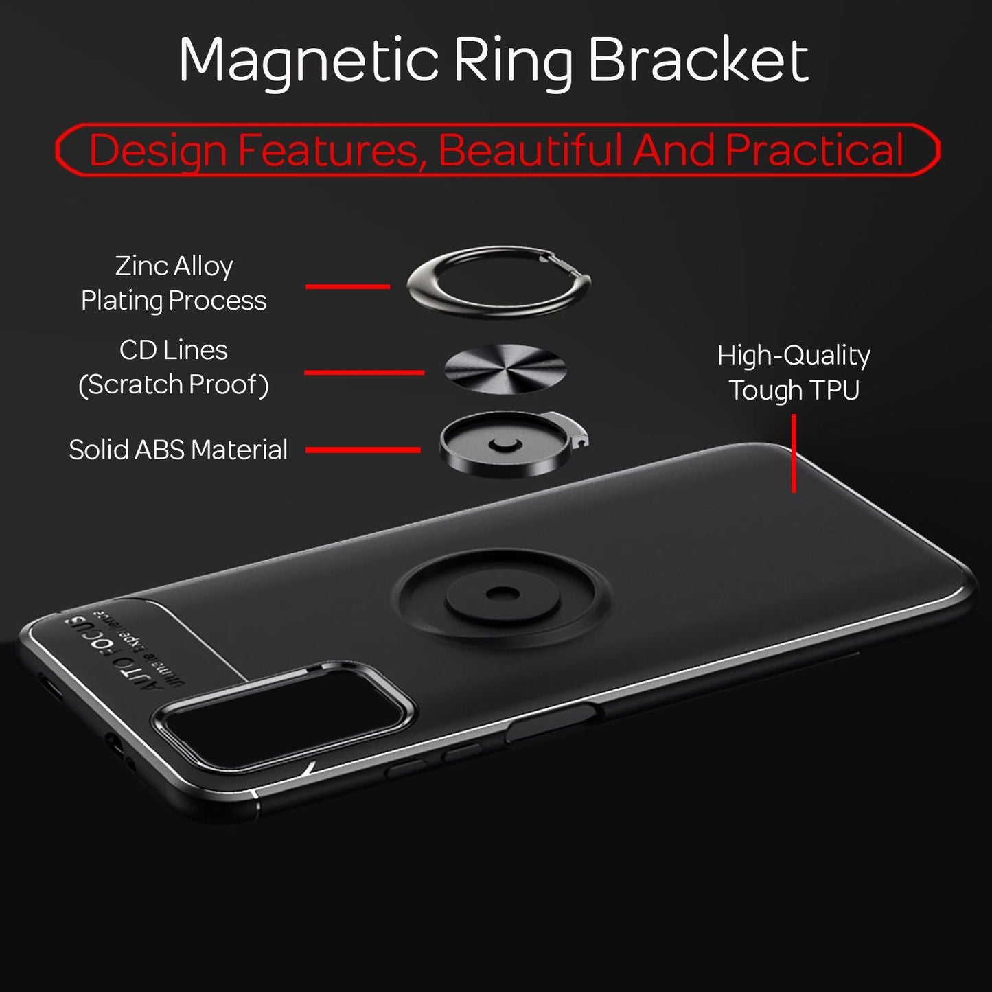 NALIA Ringhülle für Xiaomi Redmi 9T – Ring-Ständer 360° & für Magnet-Halter – GRIP360 (Mattiertes Silikon Case) – Marke aus Berlin