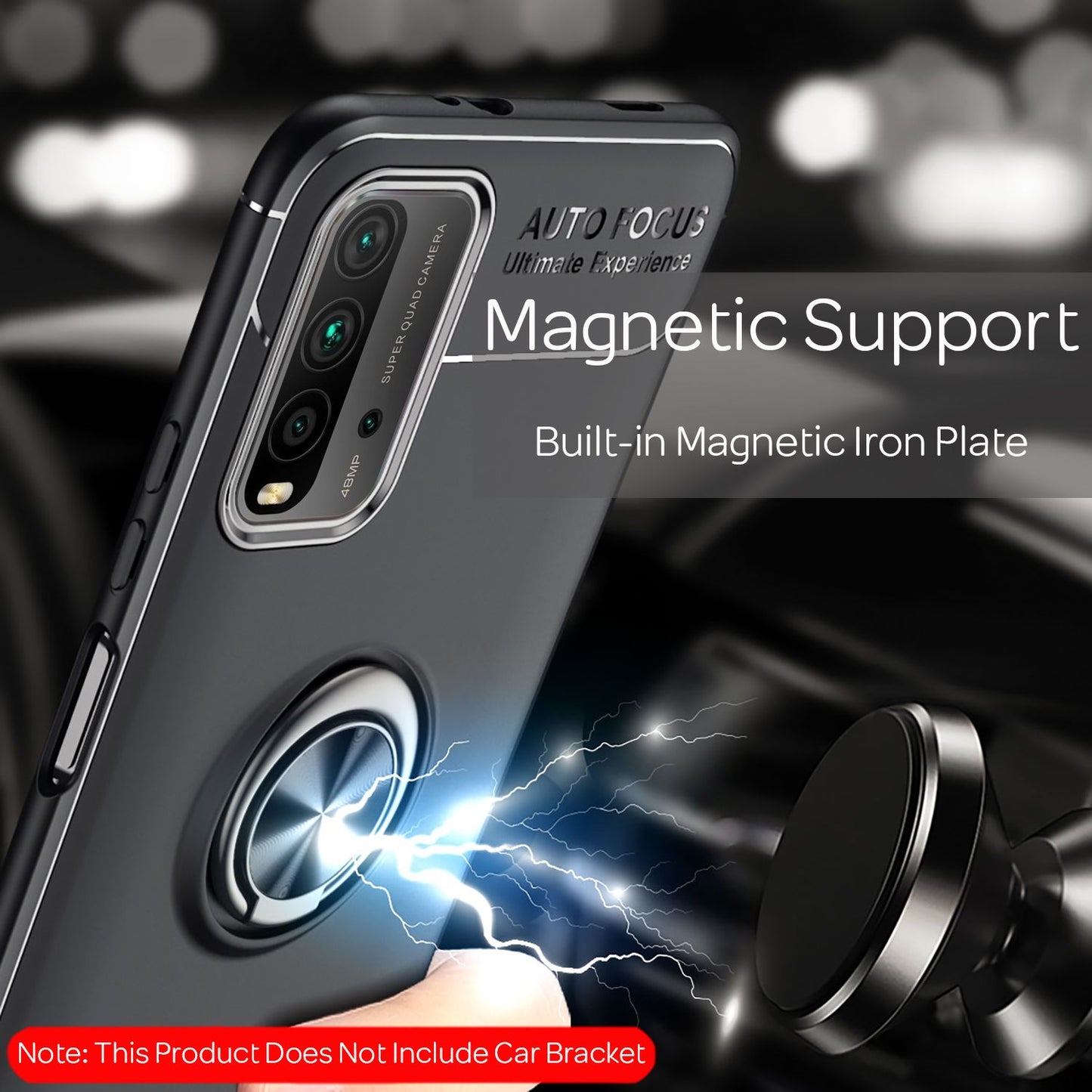 NALIA Ringhülle für Xiaomi Redmi 9T – Ring-Ständer 360° & für Magnet-Halter – GRIP360 (Mattiertes Silikon Case) – Marke aus Berlin