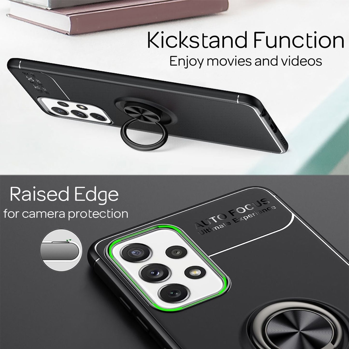 NALIA Ringhülle für Samsung Galaxy A72 – Ring-Ständer 360° & für Magnet-Halter – GRIP360 (Mattiertes Silikon Case) – Marke aus Berlin