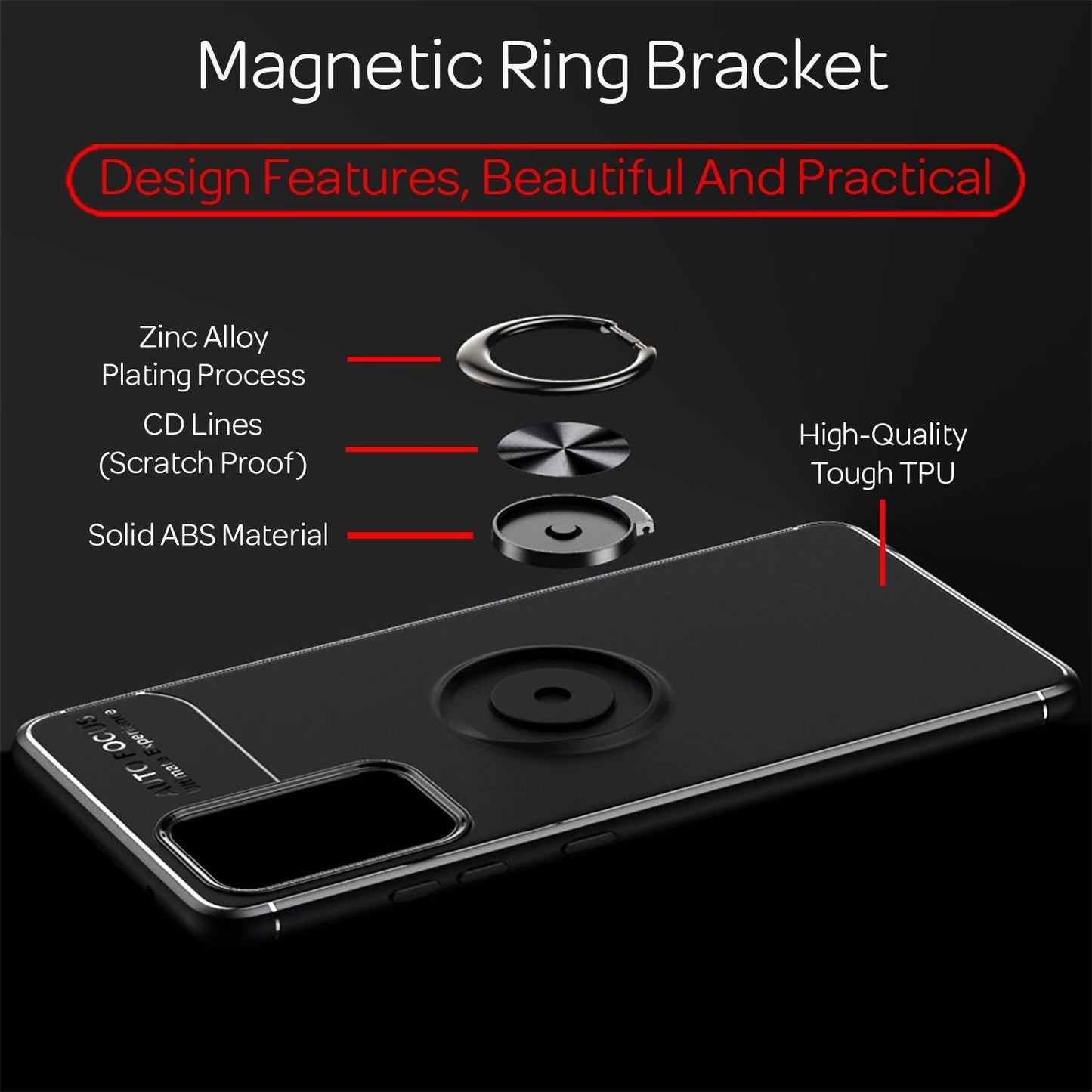 NALIA Ringhülle für Samsung Galaxy A72 – Ring-Ständer 360° & für Magnet-Halter – GRIP360 (Mattiertes Silikon Case) – Marke aus Berlin