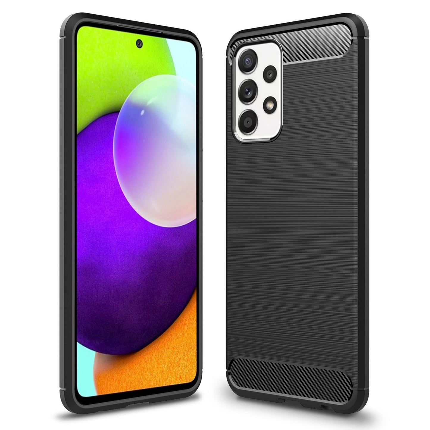 NALIA Silikonhülle für Samsung Galaxy A52 / A52 5G / A52s 5G – Rutschfest & Matt – VORTEX (Gebürstete Optik & Carbon Design) – Marke aus Berlin