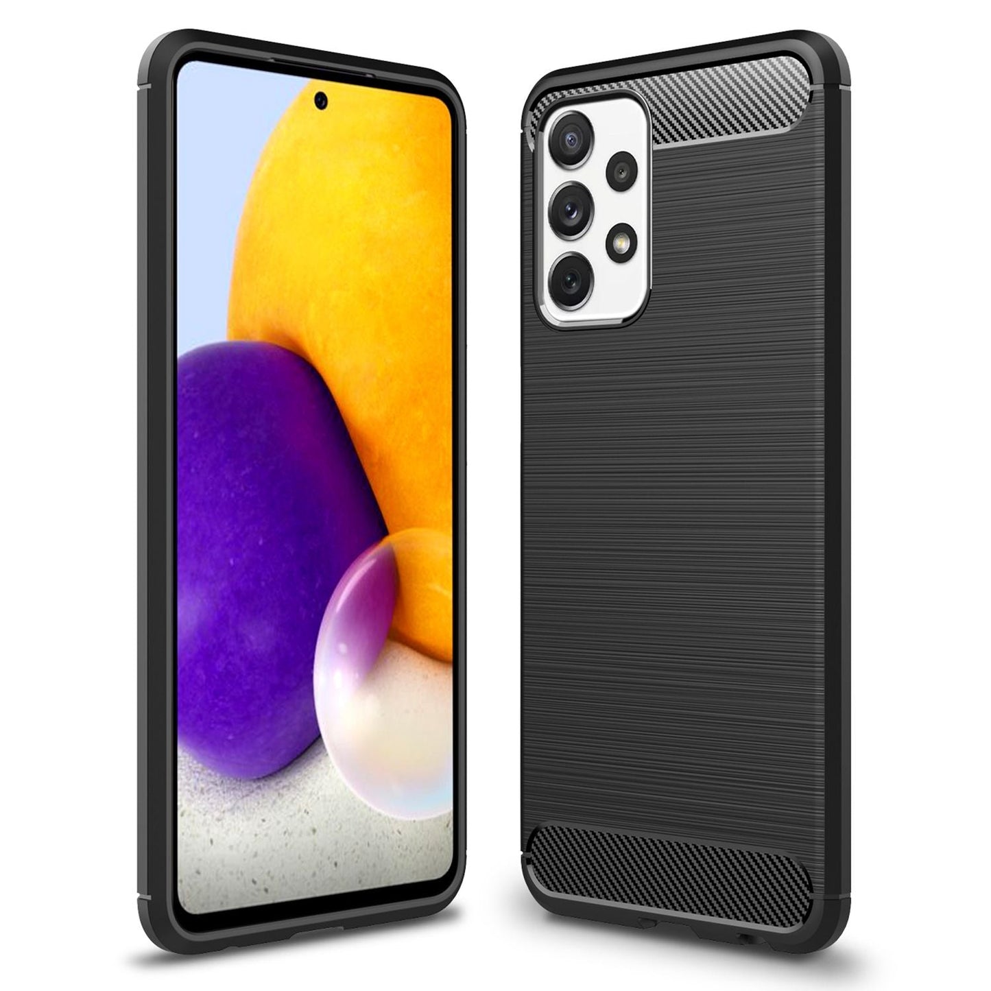 NALIA Silikonhülle für Samsung Galaxy A72 – Rutschfest & Matt – VORTEX (Gebürstete Optik & Carbon Design) – Marke aus Berlin