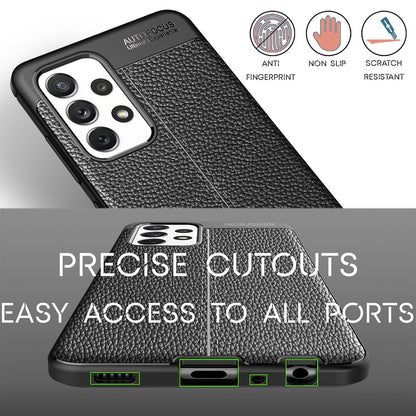 NALIA Design Case kompatibel mit Samsung Galaxy A72 Hülle, Leder Look Stylische Handyhülle Stoßfeste Silikon Schutzhülle, Slim Phone Backcover Skin Dünne Handy-Tasche Cover Etui Robust - Schwarz