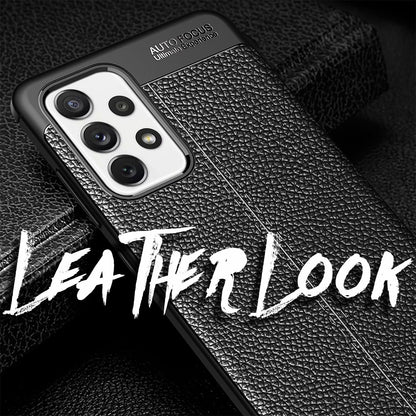 NALIA Design Case kompatibel mit Samsung Galaxy A72 Hülle, Leder Look Stylische Handyhülle Stoßfeste Silikon Schutzhülle, Slim Phone Backcover Skin Dünne Handy-Tasche Cover Etui Robust - Schwarz