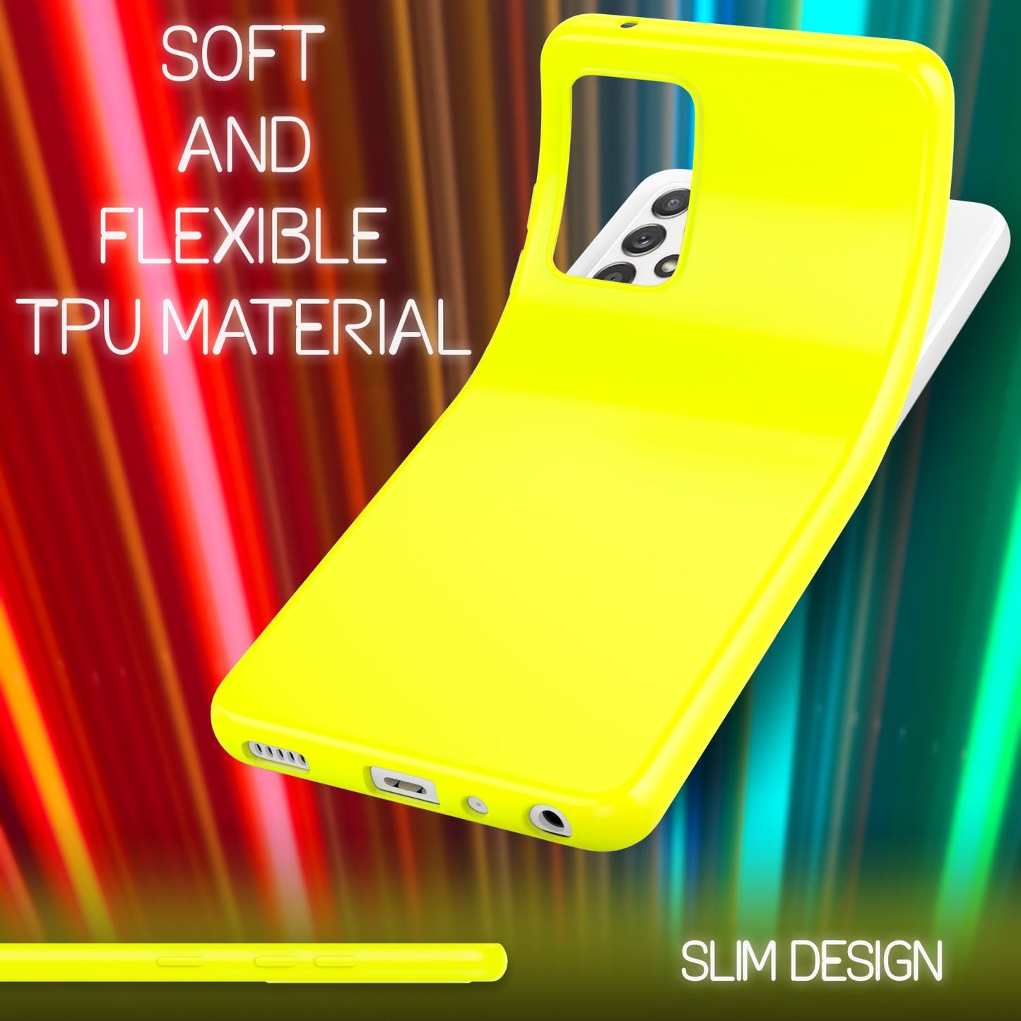 NALIA Neon Silikonhülle für Samsung Galaxy A52 / A52 5G / A52s 5G – Soft-Touch & Signal-Neon – NEONSHOCK (Matte Schutzhülle) – Marke aus Berlin