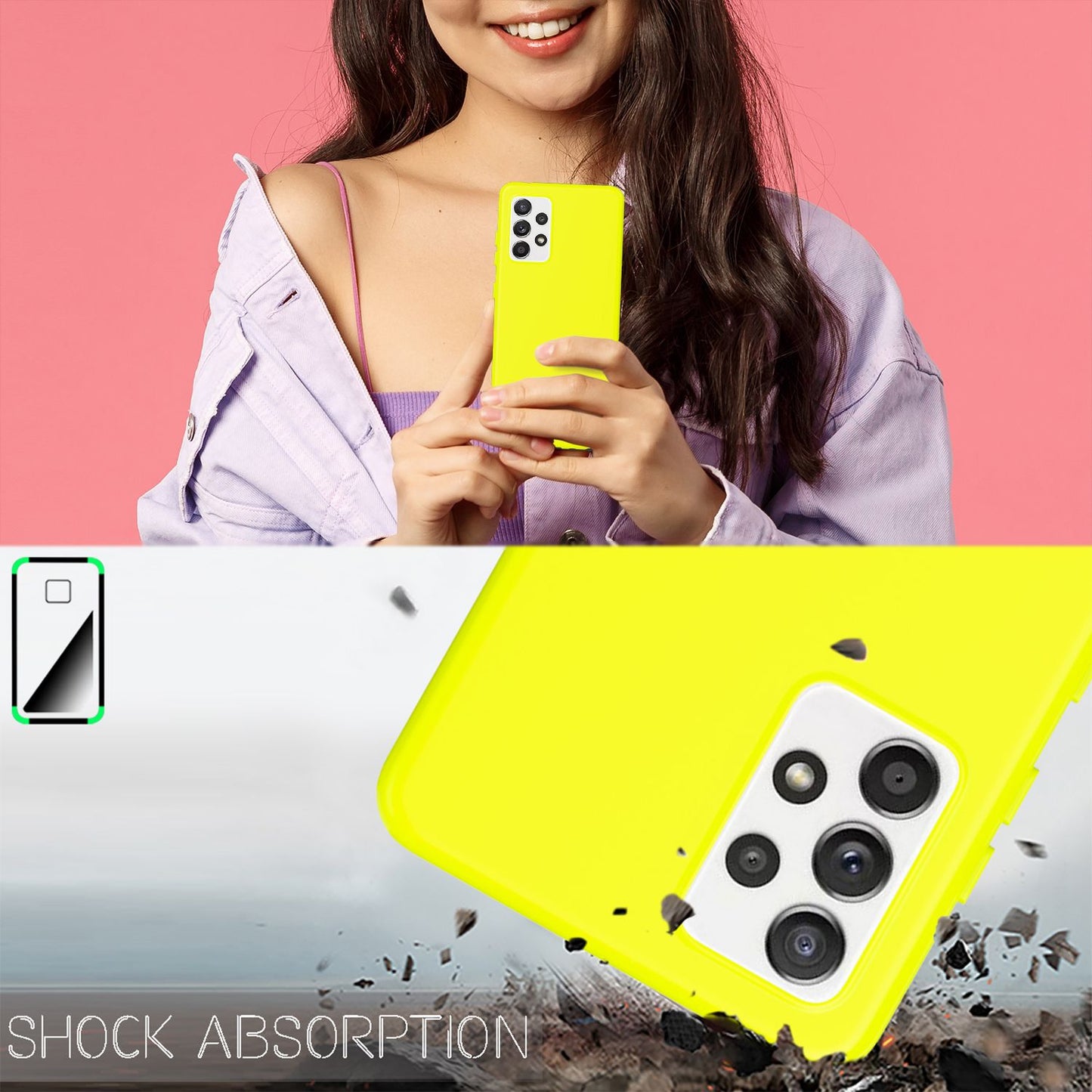 NALIA Neon Silikonhülle für Samsung Galaxy A72 – Soft-Touch & Signal-Neon – NEONSHOCK (Matte Schutzhülle) – Marke aus Berlin