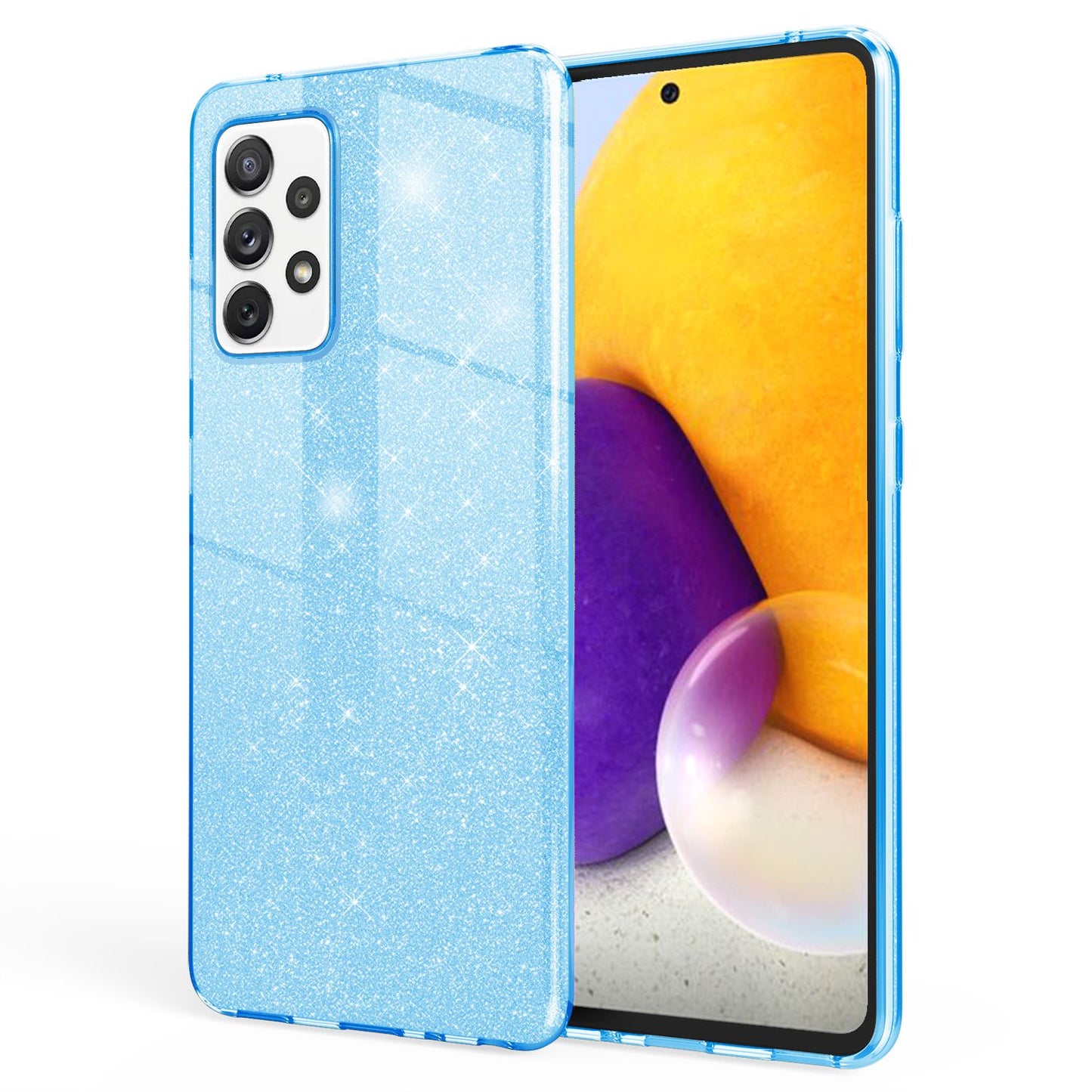 NALIA Glitzerhülle für Samsung Galaxy A72 – Funkelnder Glitzer-Look & Grip – SHINEPOP (Silikon Case) – Marke aus Berlin