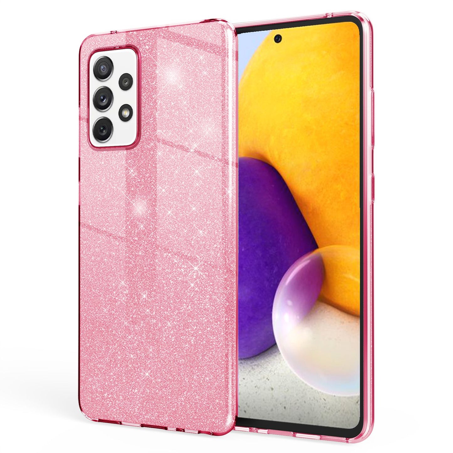 NALIA Glitzerhülle für Samsung Galaxy A72 – Funkelnder Glitzer-Look & Grip – SHINEPOP (Silikon Case) – Marke aus Berlin